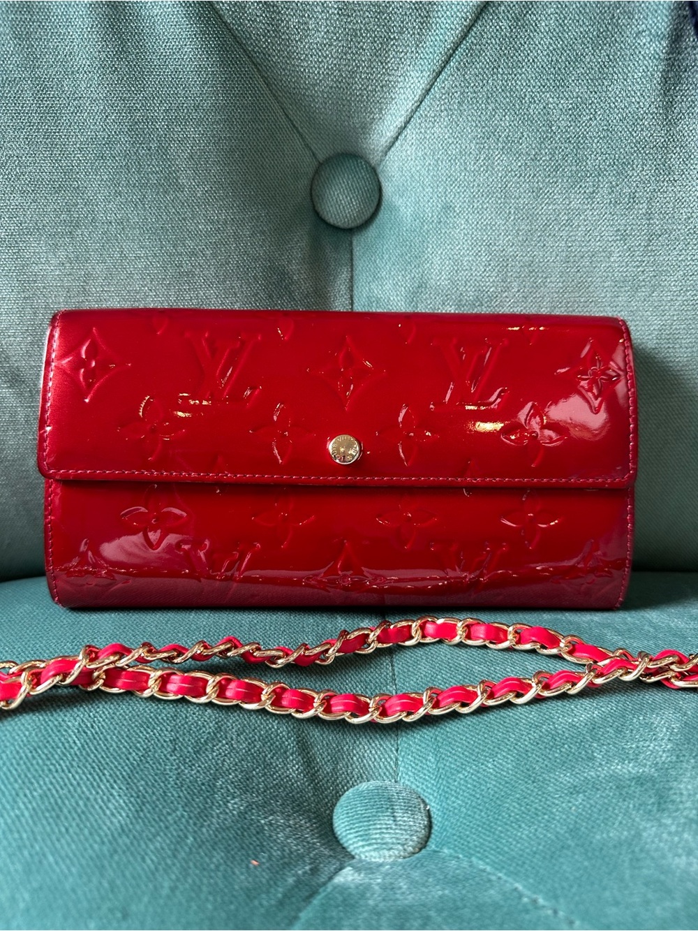 Louis Vuitton Red Vernis Long Wallet